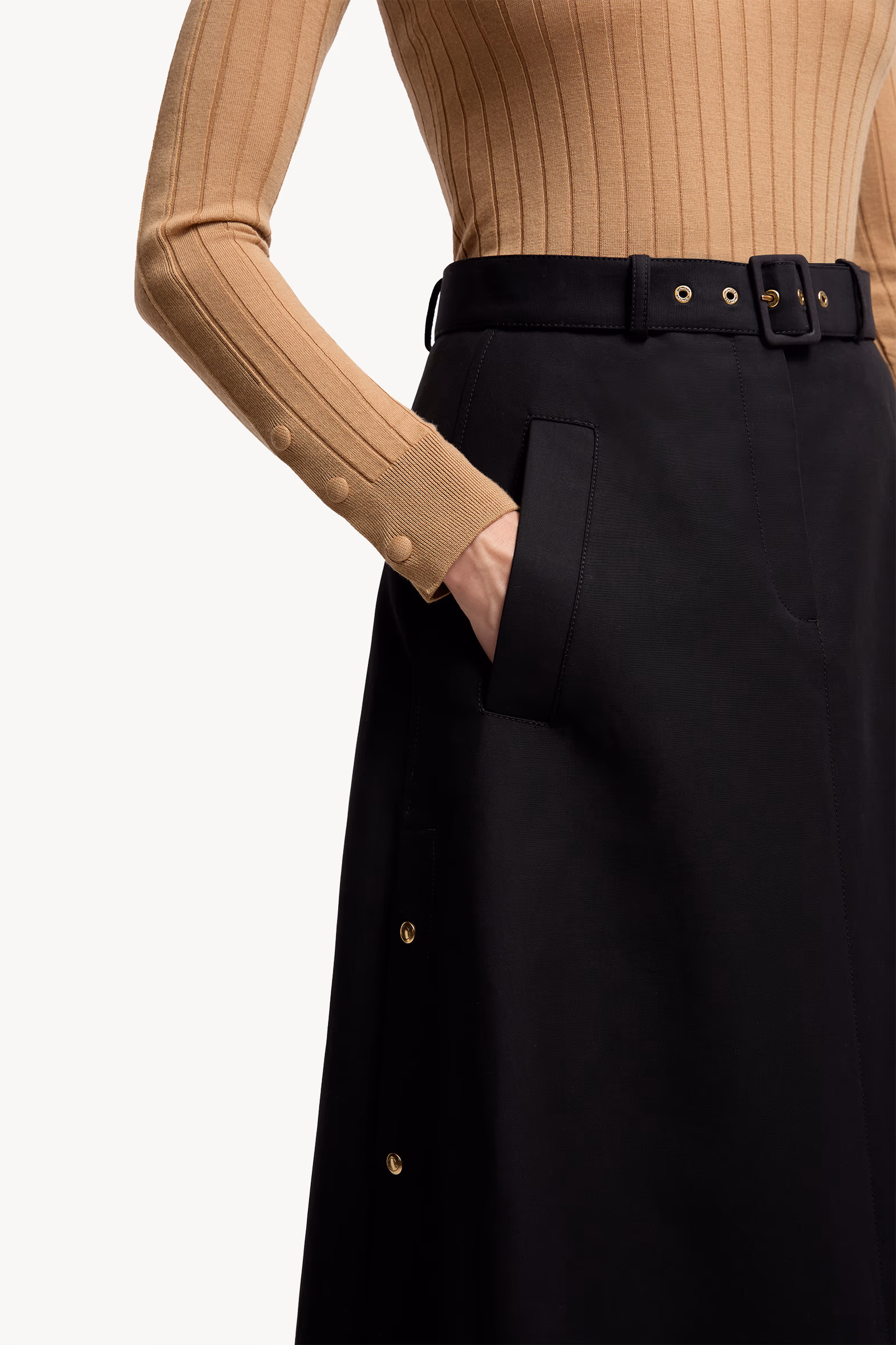 Jupe midi en coton Femmes Noir Moncler 6